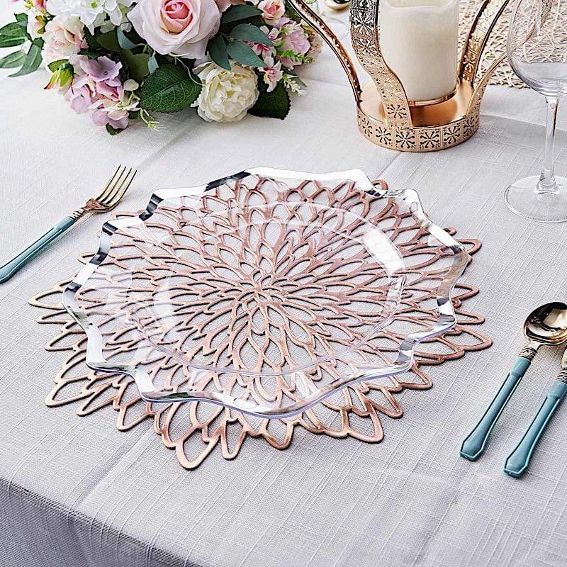 6 pcs 15" wide Dahlia Flower Round Vinyl Placemats
