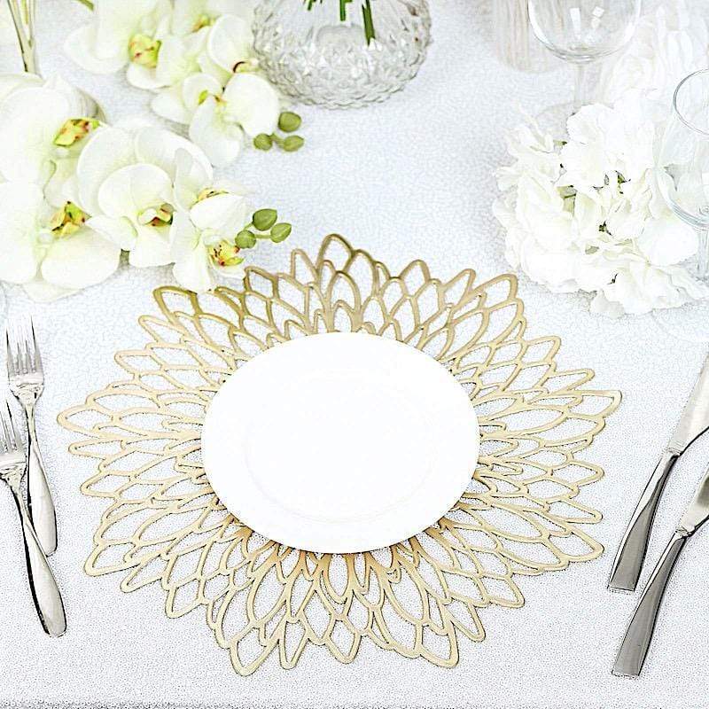 6 pcs 15" wide Dahlia Flower Round Vinyl Placemats