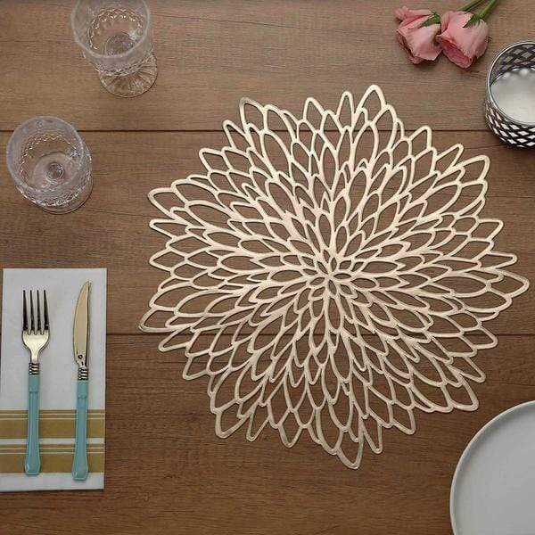 6 pcs 15" wide Dahlia Flower Round Vinyl Placemats