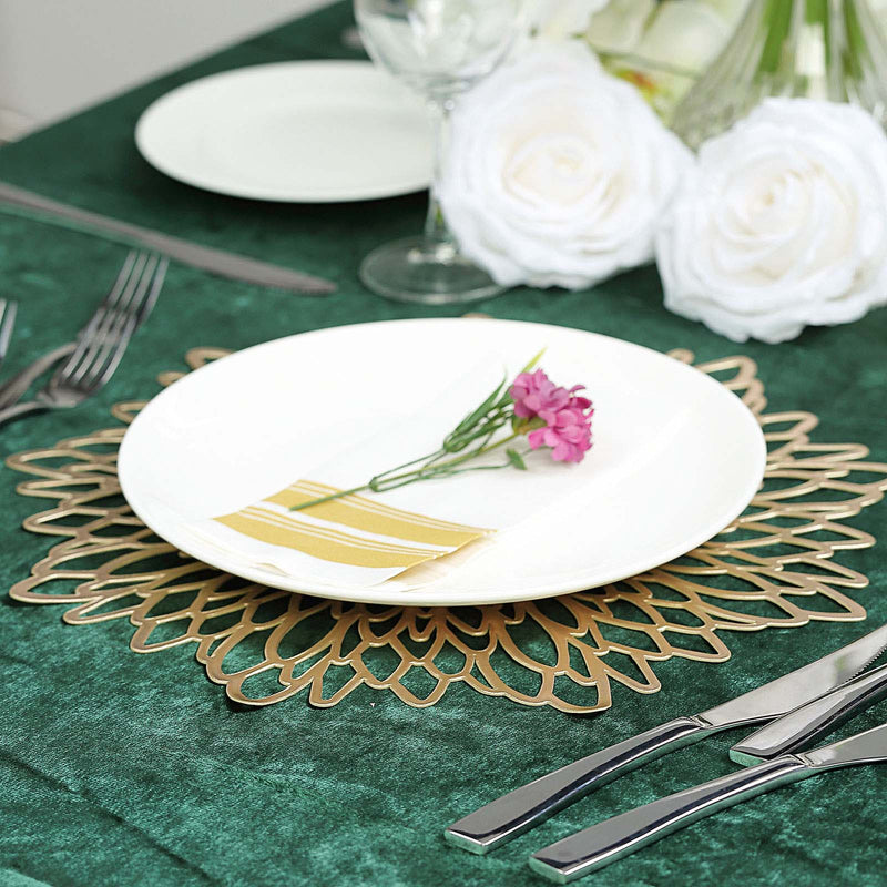 6 pcs 15" wide Dahlia Flower Round Vinyl Placemats