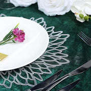 6 pcs 15" wide Dahlia Flower Round Vinyl Placemats