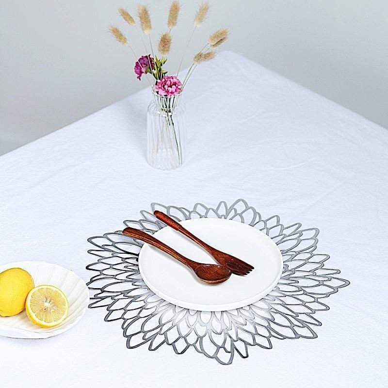 6 pcs 15" wide Dahlia Flower Round Vinyl Placemats