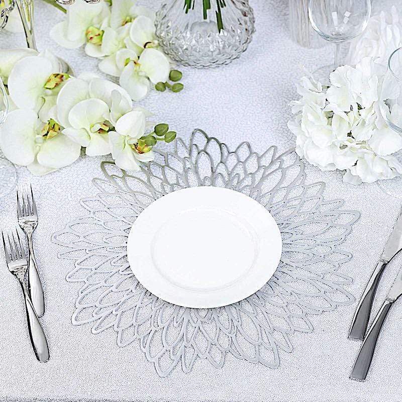 6 pcs 15" wide Dahlia Flower Round Vinyl Placemats