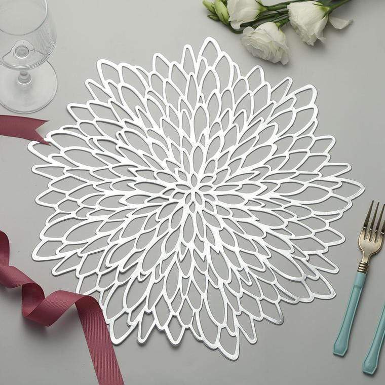 6 pcs 15" wide Dahlia Flower Round Vinyl Placemats