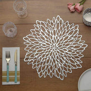 6 pcs 15" wide Dahlia Flower Round Vinyl Placemats