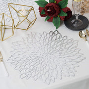 6 pcs 15" wide Dahlia Flower Round Vinyl Placemats