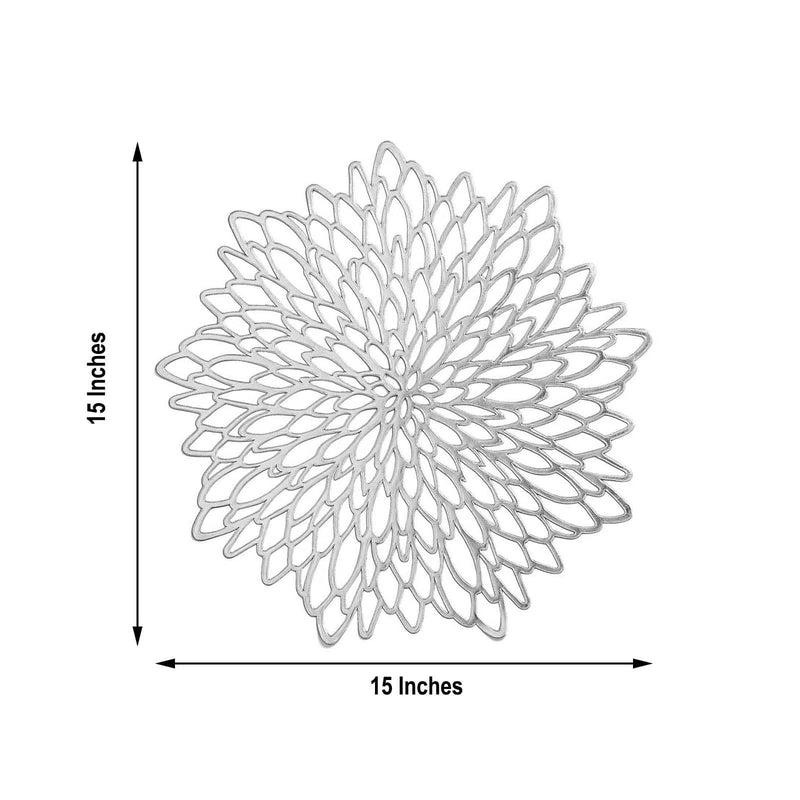 6 pcs 15" wide Dahlia Flower Round Vinyl Placemats