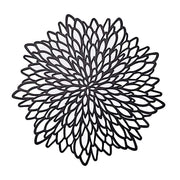6 pcs 15" wide Dahlia Flower Round Vinyl Placemats PLMAT_VIN12_BLK