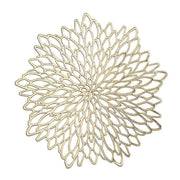 6 pcs 15" wide Dahlia Flower Round Vinyl Placemats PLMAT_VIN12_GOLD