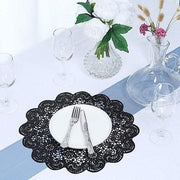 6 pcs 15" wide Flower Lace Doily Round Vinyl Placemats