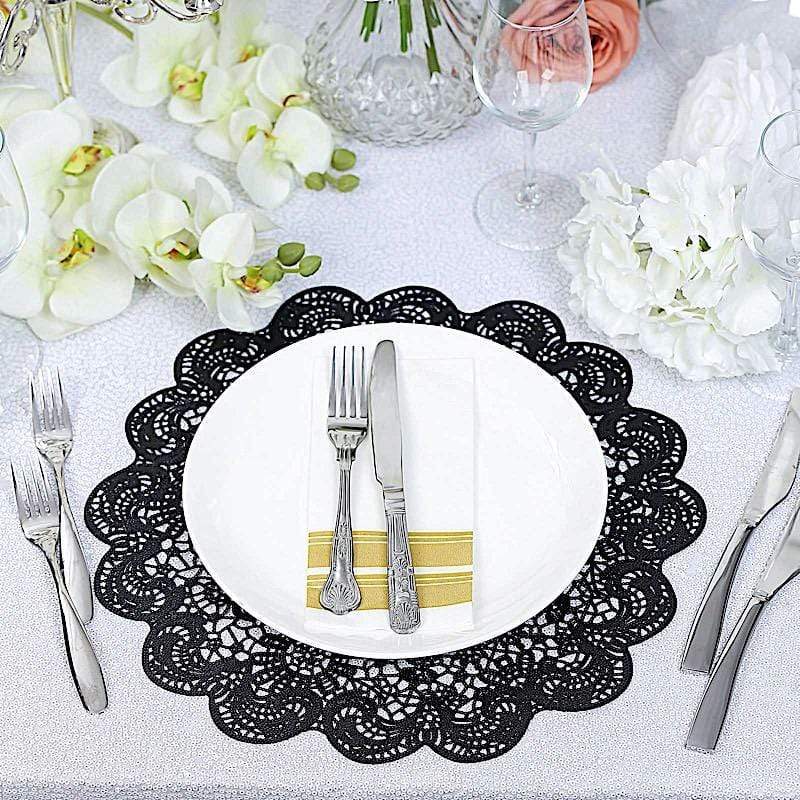 6 pcs 15" wide Flower Lace Doily Round Vinyl Placemats