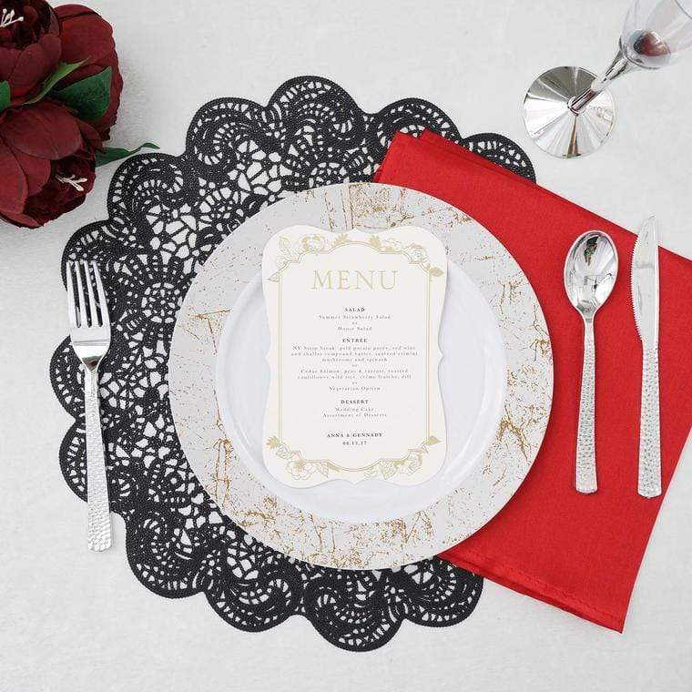 6 pcs 15" wide Flower Lace Doily Round Vinyl Placemats