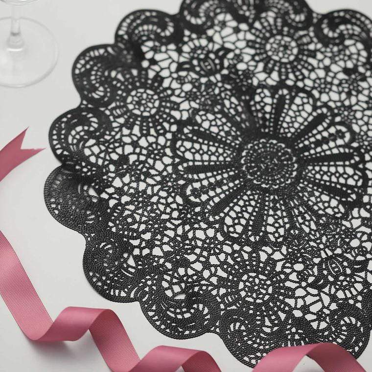6 pcs 15" wide Flower Lace Doily Round Vinyl Placemats