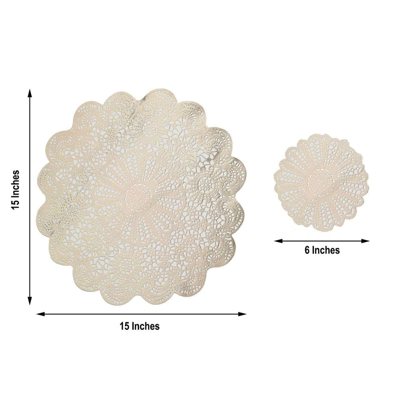 6 pcs 15" wide Flower Lace Doily Round Vinyl Placemats