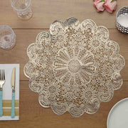 6 pcs 15" wide Flower Lace Doily Round Vinyl Placemats