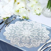 6 pcs 15" wide Flower Lace Doily Round Vinyl Placemats