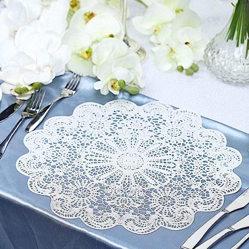 6 pcs 15" wide Flower Lace Doily Round Vinyl Placemats