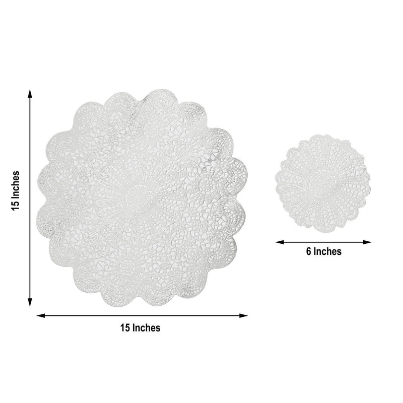 6 pcs 15" wide Flower Lace Doily Round Vinyl Placemats