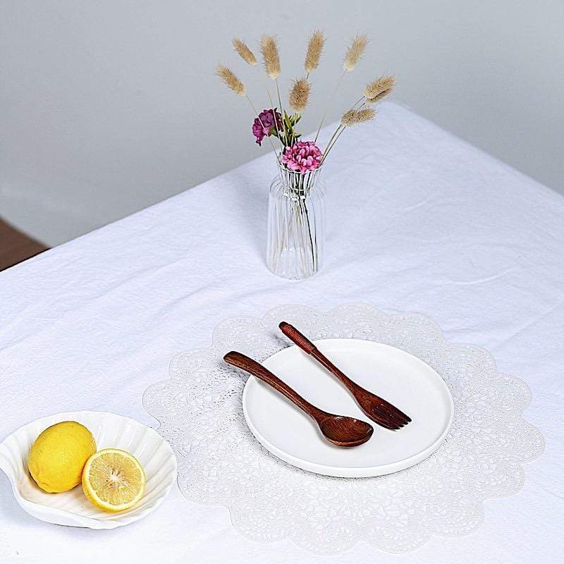 6 pcs 15" wide Flower Lace Doily Round Vinyl Placemats
