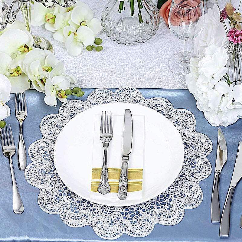 6 pcs 15" wide Flower Lace Doily Round Vinyl Placemats