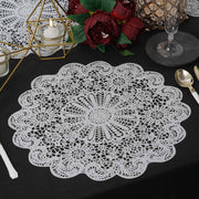 6 pcs 15" wide Flower Lace Doily Round Vinyl Placemats