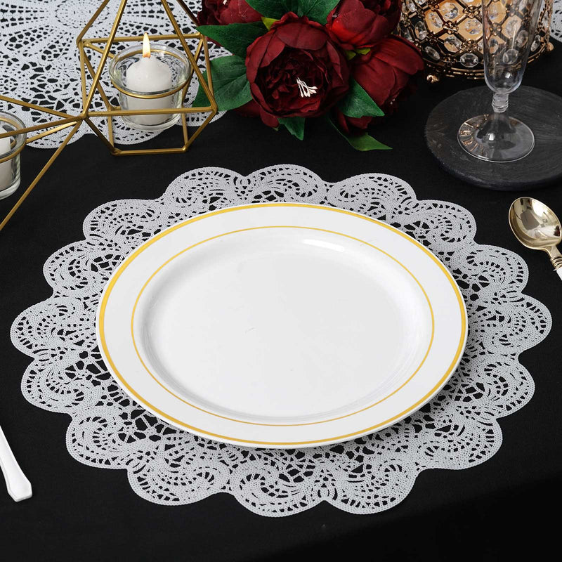 6 pcs 15" wide Flower Lace Doily Round Vinyl Placemats