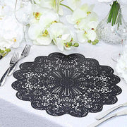 6 pcs 15" wide Flower Lace Doily Round Vinyl Placemats