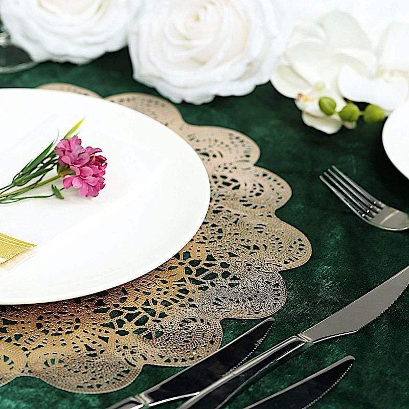 6 pcs 15" wide Flower Lace Doily Round Vinyl Placemats