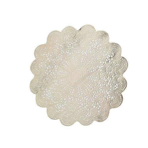 6 pcs 15" wide Flower Lace Doily Round Vinyl Placemats PLMAT_VIN11_GOLD