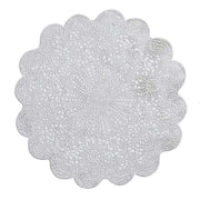 6 pcs 15" wide Flower Lace Doily Round Vinyl Placemats PLMAT_VIN11_WHT