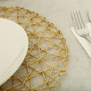 6 pcs 15" wide Round Metallic String Placemats