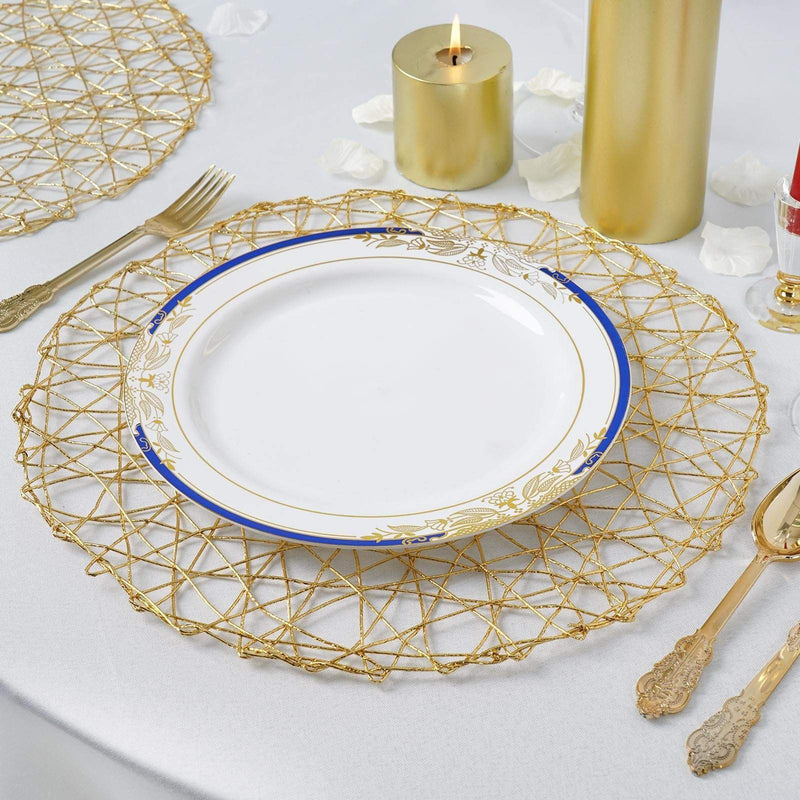 6 pcs 15" wide Round Metallic String Placemats