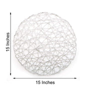 6 pcs 15" wide Round Metallic String Placemats