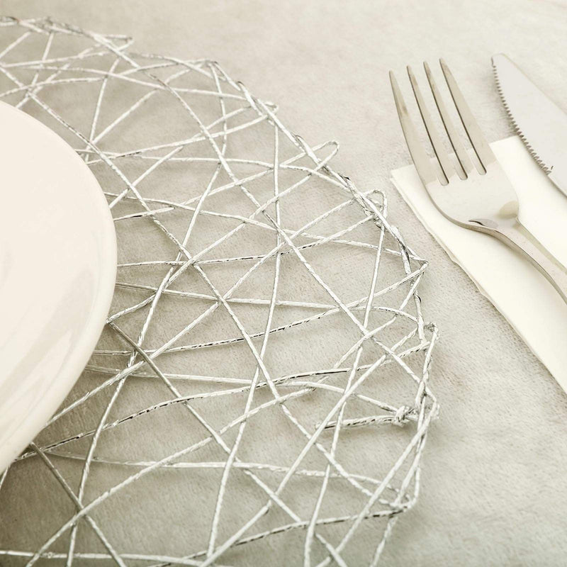 6 pcs 15" wide Round Metallic String Placemats