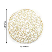 6 pcs 15" wide Round Metallic String Placemats