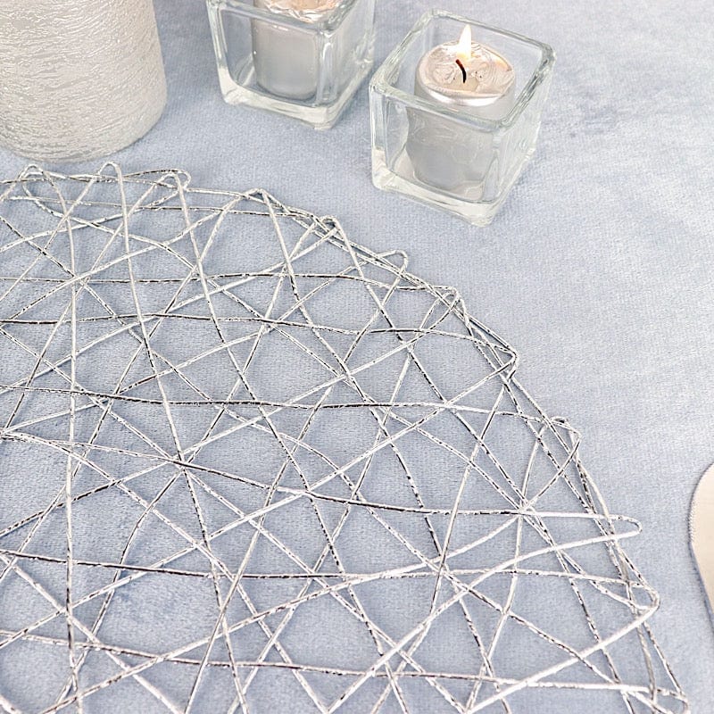 6 pcs 15" wide Round Metallic String Placemats