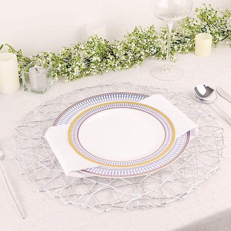 6 pcs 15" wide Round Metallic String Placemats