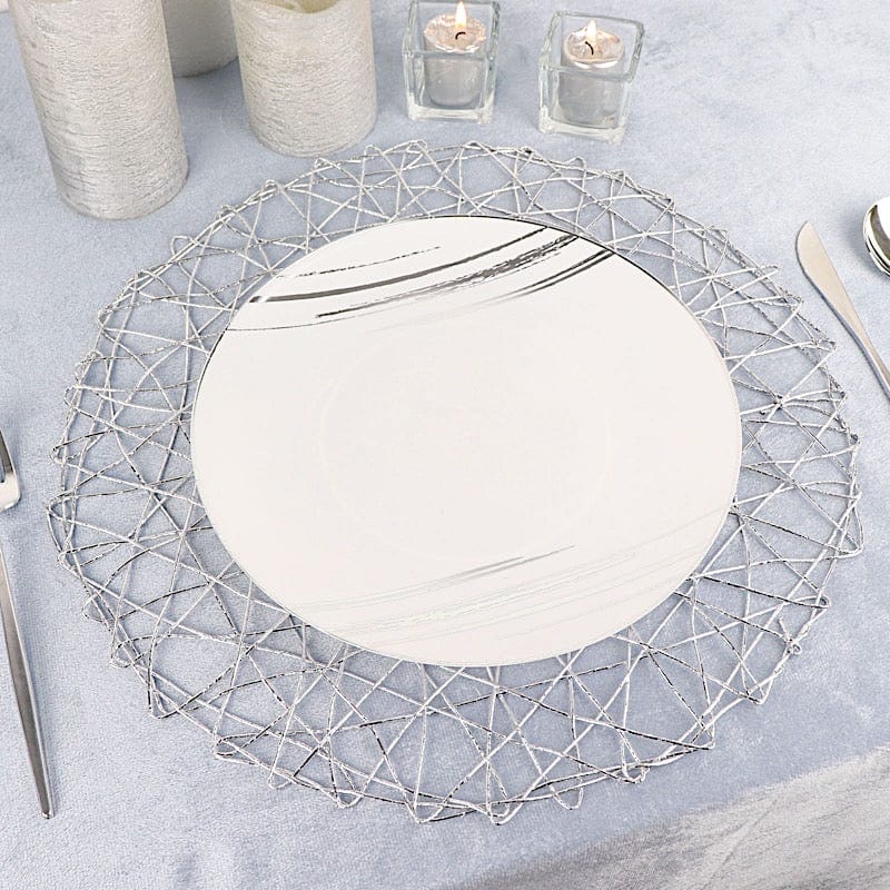 6 pcs 15" wide Round Metallic String Placemats