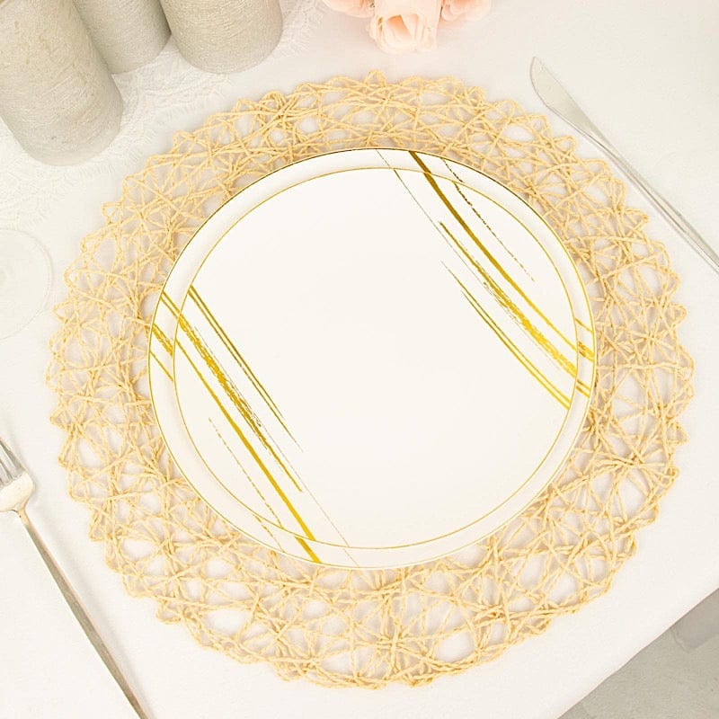 6 pcs 15" wide Round Metallic String Placemats