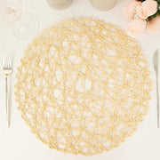 6 pcs 15" wide Round Metallic String Placemats