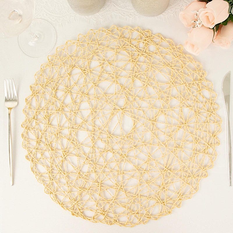 6 pcs 15" wide Round Metallic String Placemats