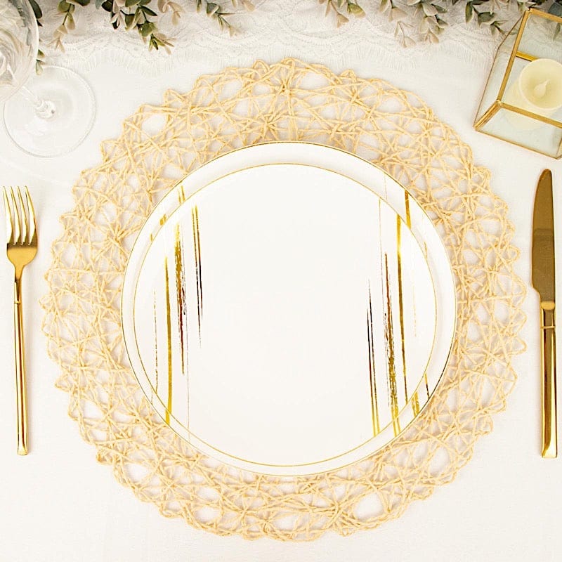 6 pcs 15" wide Round Metallic String Placemats