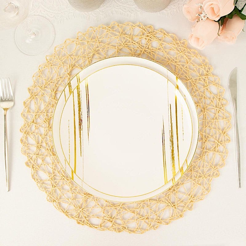 6 pcs 15" wide Round Metallic String Placemats