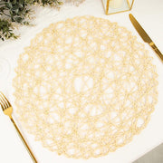 6 pcs 15" wide Round Metallic String Placemats