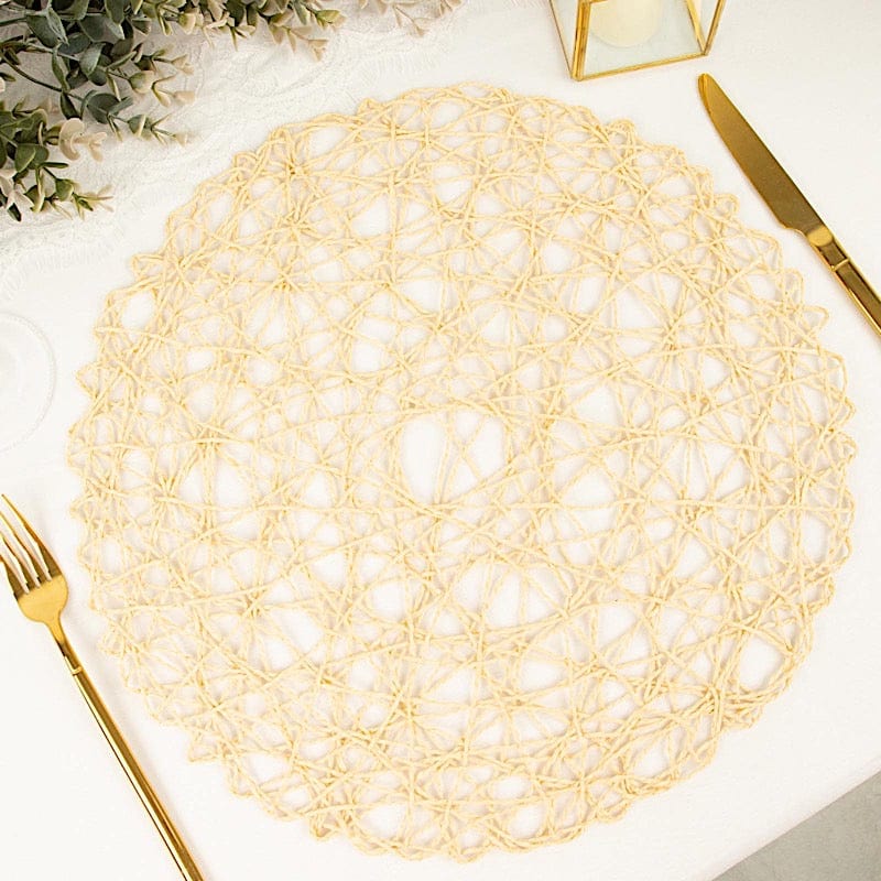 6 pcs 15" wide Round Metallic String Placemats