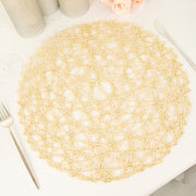 6 pcs 15" wide Round Metallic String Placemats