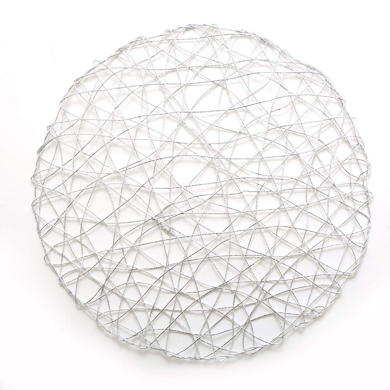 6 pcs 15" wide Round Metallic String Placemats PLMAT_METR01_SILV
