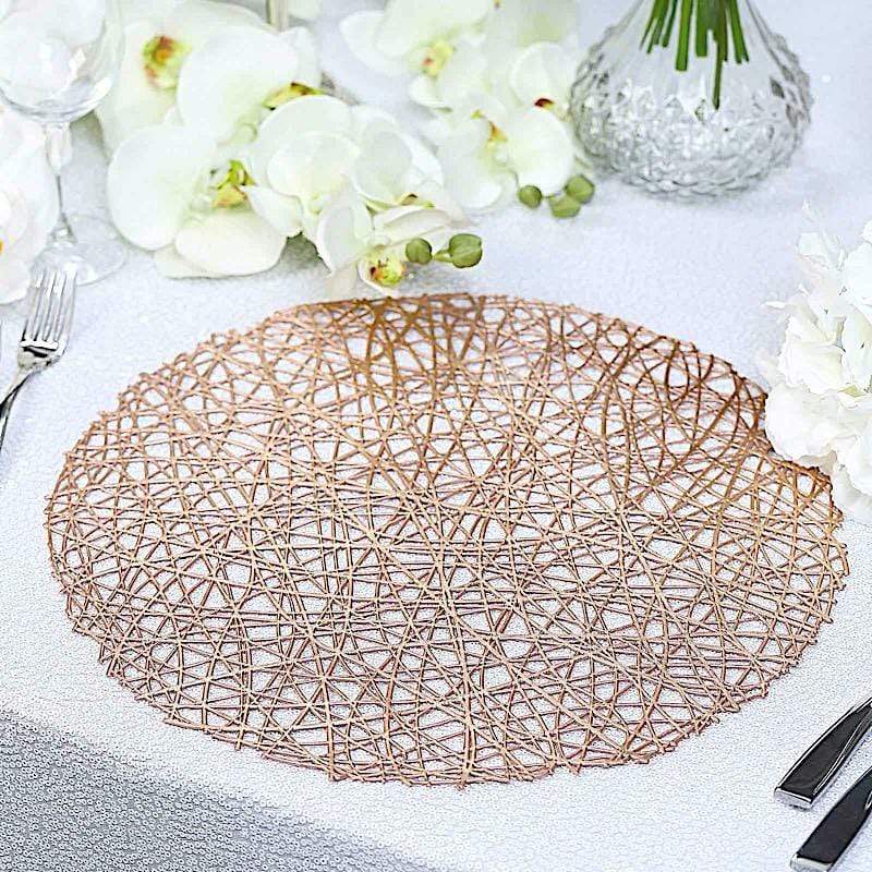 6 pcs 15" wide Round Vinyl String Placemats