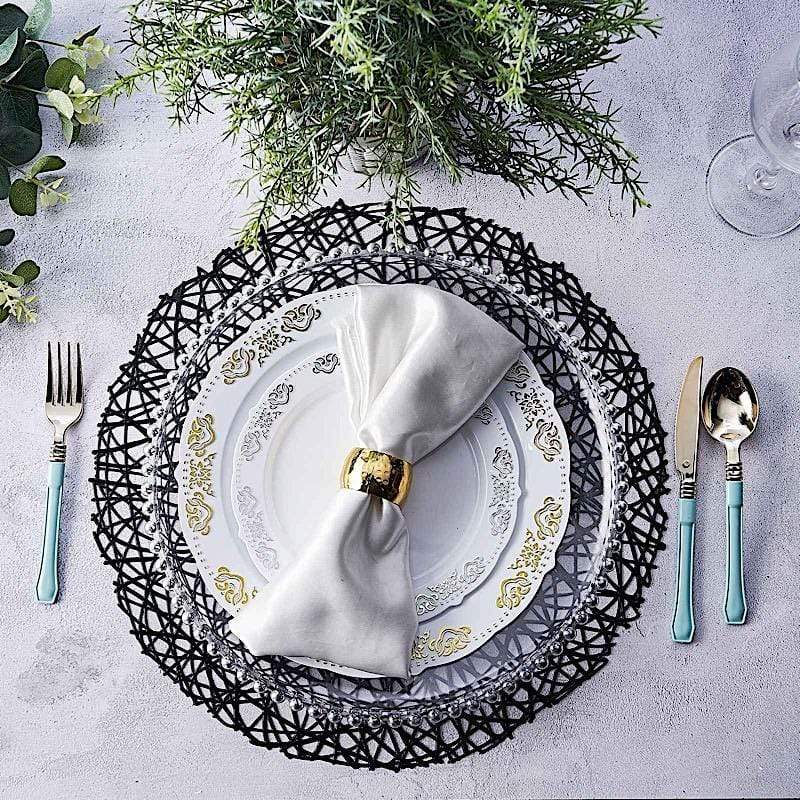 6 pcs 15" wide Round Vinyl String Placemats