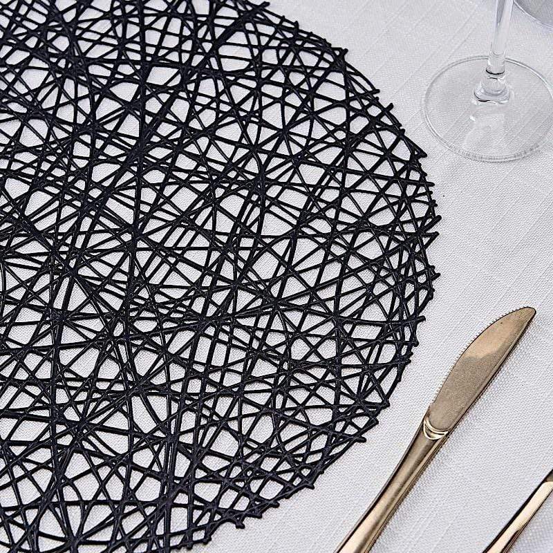 6 pcs 15" wide Round Vinyl String Placemats